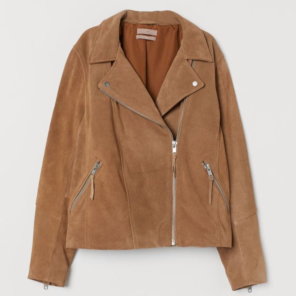 H&M 100% Genuine Suede Moto Jacket - XL
